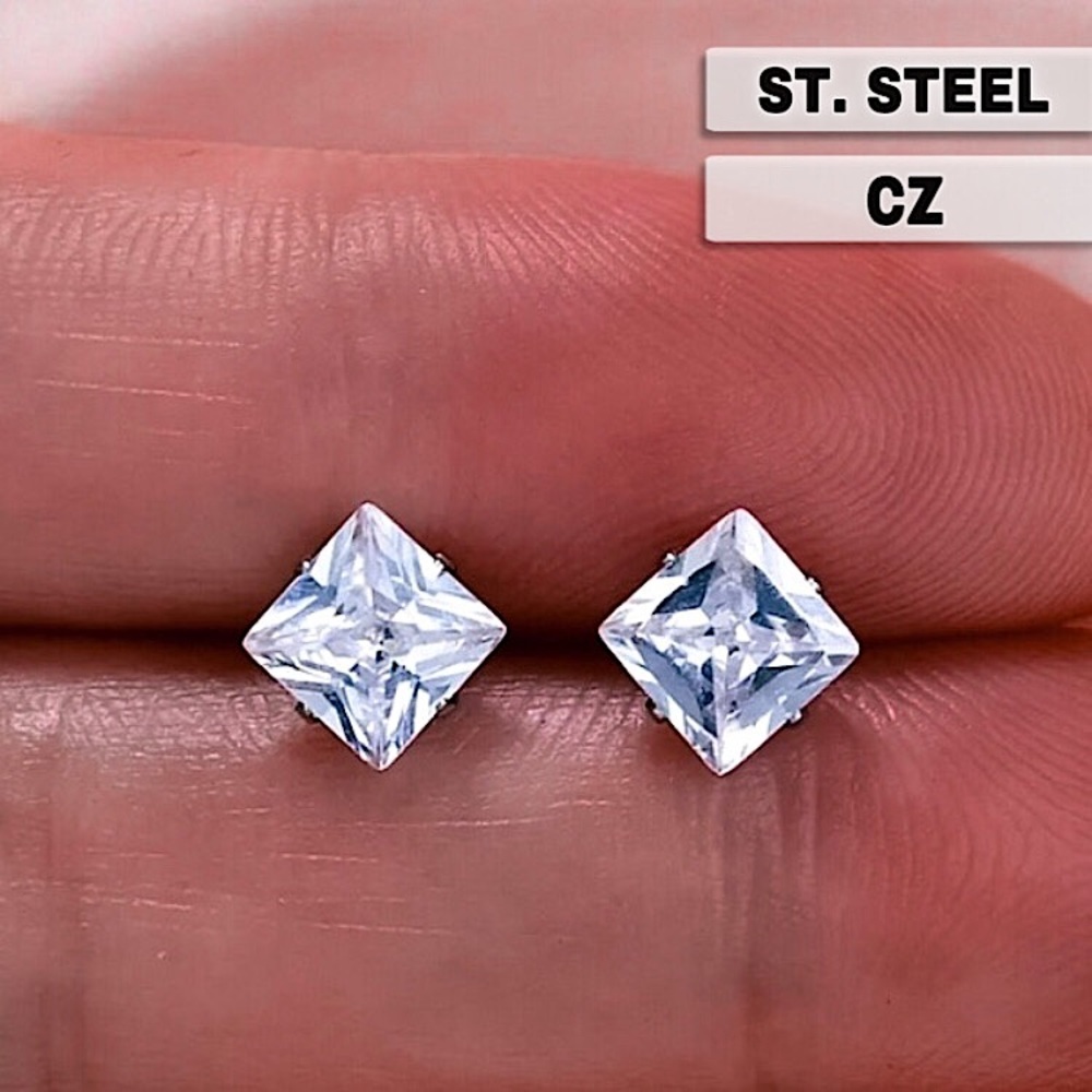⚜️𝟯𝟬%𝗢𝗙𝗙 𝗯𝘂𝗻𝗱𝗹𝗲𝘀 𝟯+⚜️ NEW CZ Square Stainless Steel Earrings